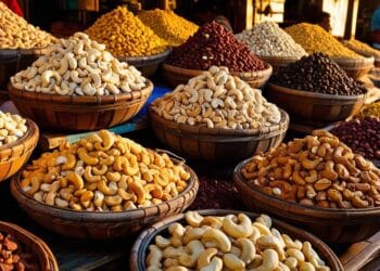 Kaju being displayed in Goan Market