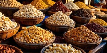 Kaju being displayed in Goan Market