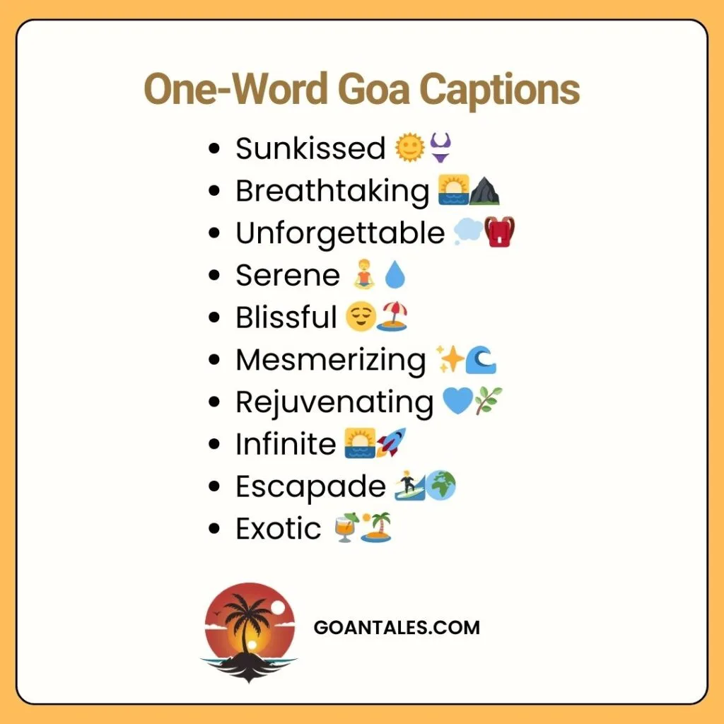 One word Goa Caption Instagram